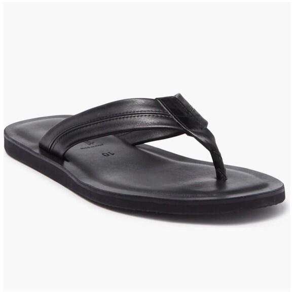 To Boot New York Limon Leather Flip Flop In Black Sz 12 New W/O Tag - Picture 1 of 11